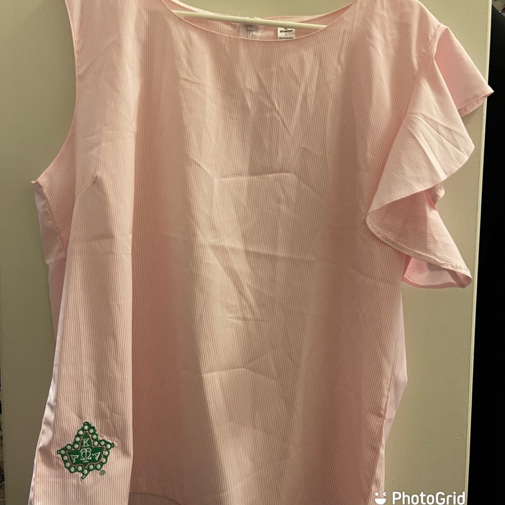 Alpha Kappa Alpha Ivy Storehouse 1 Shoulder Flutter Sleeve Blouse